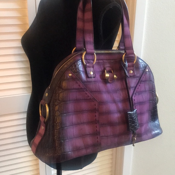 1K Reduced! Exclusive Authentic YSL Muse. Croc Purple /Violet Òmbre Shoulder Bag - Picture 6 of 15